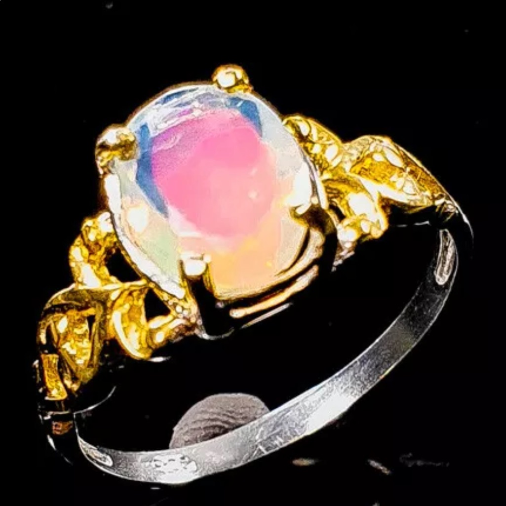Genuine Faceted Natural Fiery Opal Ring 225$